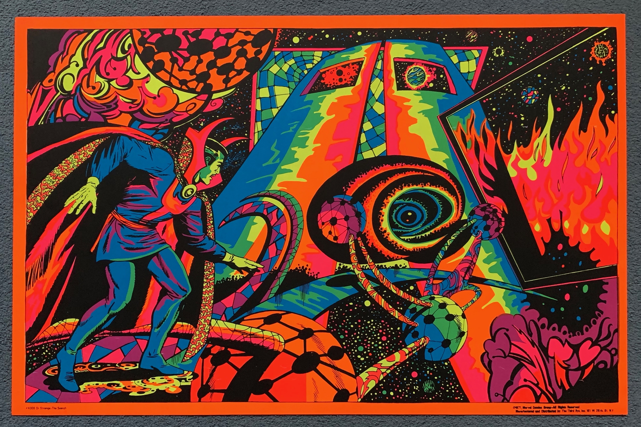 DOCTOR STRANGE - THE SEARCH (1971) - Marvel Third Eye 'Black Light' poster #4008 - Poster designed