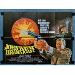 BRANNIGAN (1975) - British UK Quad - BRIAN BYSOUTH artwork of tough American cop JOHN WAYNE with