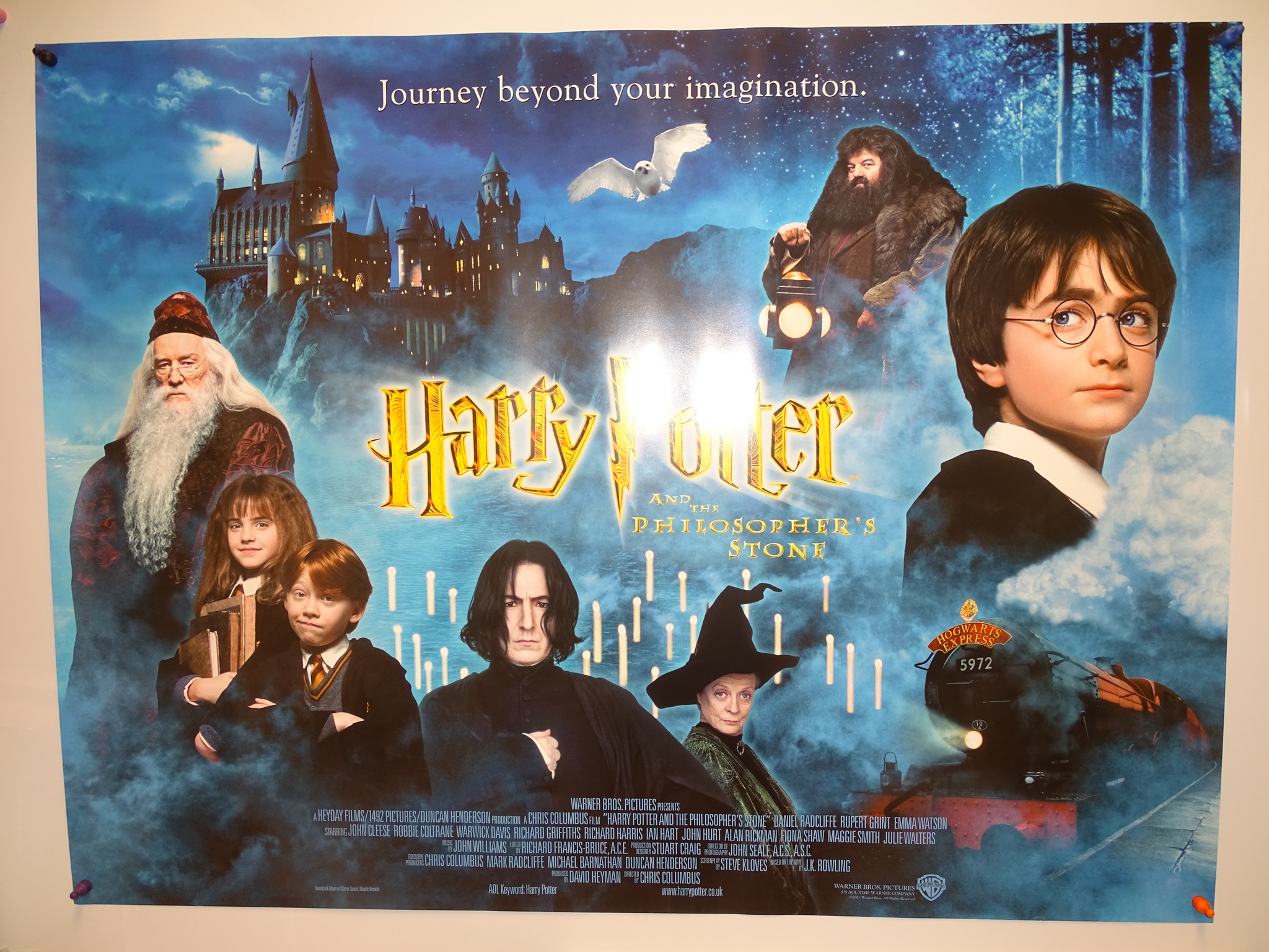 HARRY POTTER & THE PHILOSOPHER'S STONE (2001) -UK Quad Film Poster - Main Design featuring Cast,