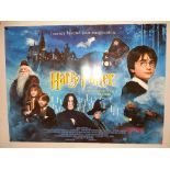 HARRY POTTER & THE PHILOSOPHER'S STONE (2001) -UK Quad Film Poster - Main Design featuring Cast,