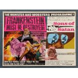 FRANKENSTEIN MUST BE DESTROYED & SONS OF SATAN (1970's) - British UK Quad Double Bill - HAMMER -