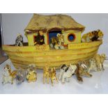 STEIFF: A VINTAGE 1950S LARGE SCALE NOAH'S ARK - TOGETHER WITH 14 ASSORTED STEIFF ANIMALS FROM THE