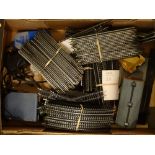 HO/OO GAUGE - A large tray of track, controllers and accessories. G-VG N.B. To comply with auction