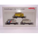 HO GAUGE - A Marklin triple tank wagon pack. E in