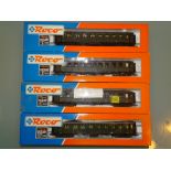 HO GAUGE - A group of Roco coaches in DB/DRG green