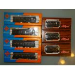 HO GAUGE - A group of 4-wheel coaches by Roco toge