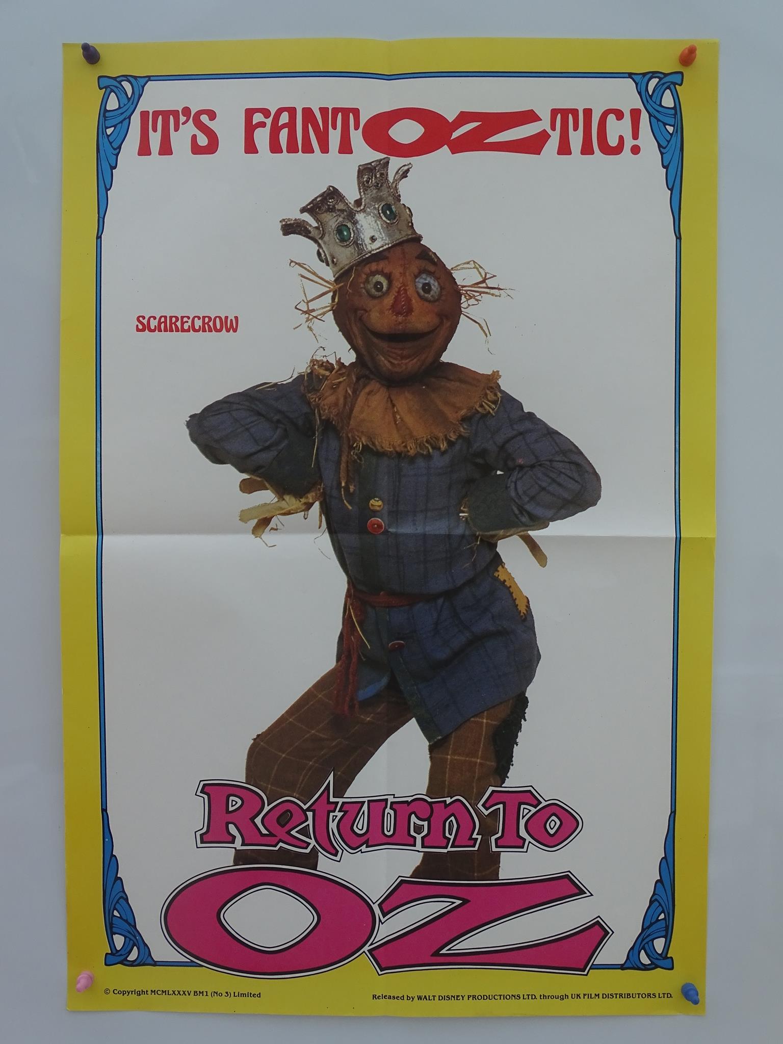 RETURN TO OZ (1985) - SCARECROW/ TIN MAN/ JACK PUMPKINHEAD - 3 x UK Double Crown Film Posters (20” x