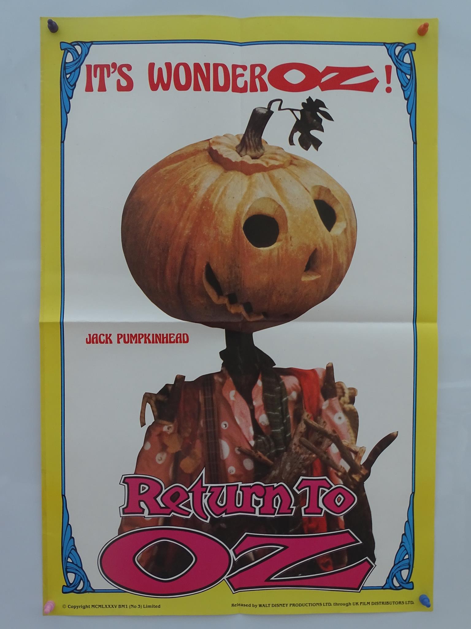 RETURN TO OZ (1985) - SCARECROW/ TIN MAN/ JACK PUMPKINHEAD - 3 x UK Double Crown Film Posters (20” x - Image 2 of 3