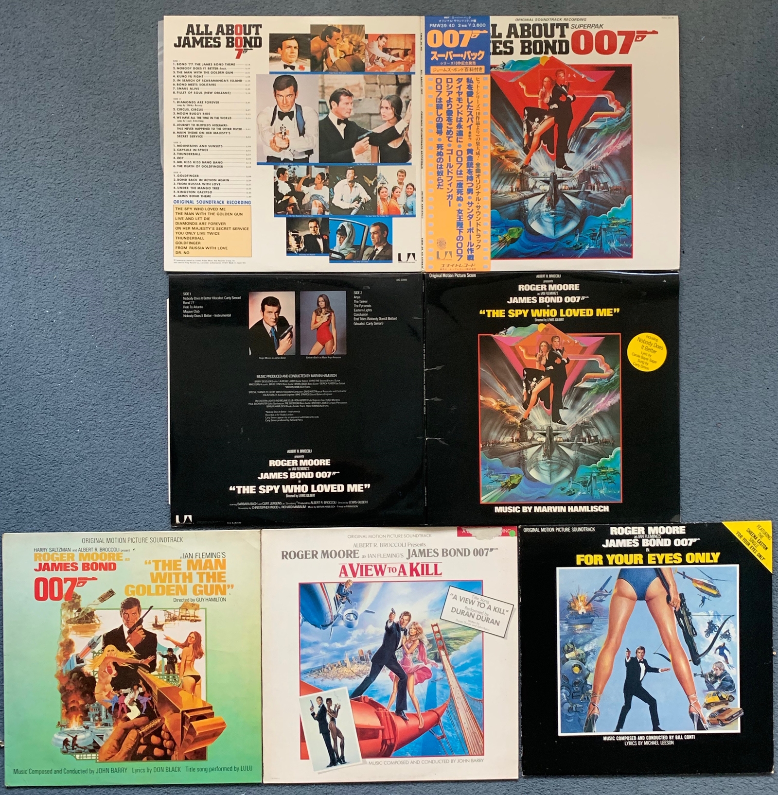 JAMES BOND ROGER MOORE RECORD MEMORABILIA LOT (5 i