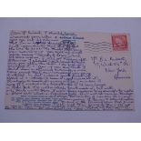 AUTOGRAPH: A handwritten postcard from JULIE CHRIS