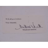 AUTOGRAPH: WILBUR SMITH - signed compliment slip b