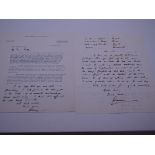 AUTOGRAPHS: A pair of letters, one handwritten, fr