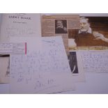 AUTOGRAPHS: A group of letters, articles and photo