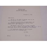 AUTOGRAPH: A typed letter, hand signed from HOWARD