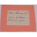 AUTOGRAPH: MRS THOMAS A. EDISON June 25th 1932 - l