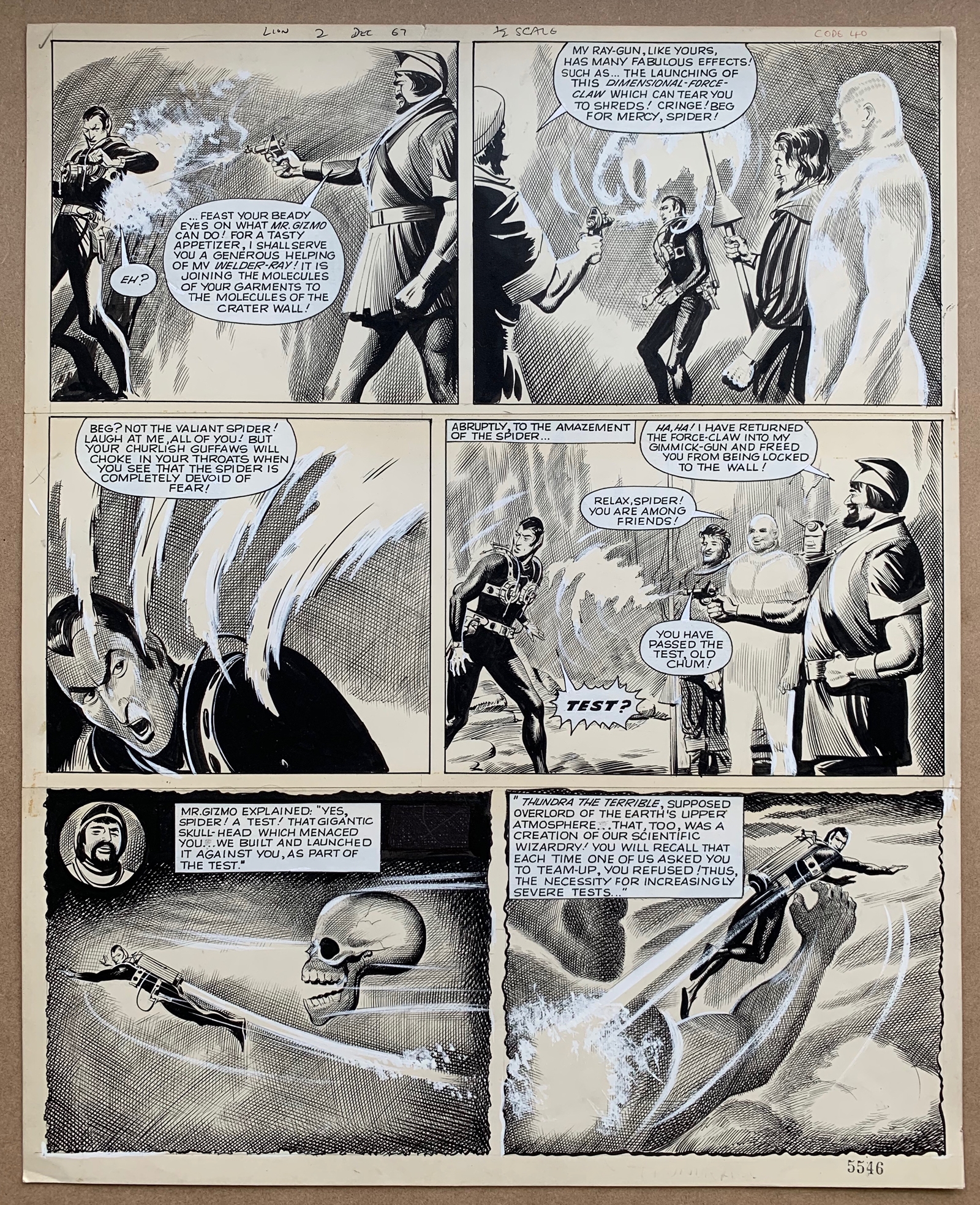 THE SPIDER VERSUS THE SINISTER SEVEN (1967) - (5 in Lot) REG BUNN ORIGINAL ARTWORK - LION COMIC - Image 5 of 7