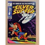 SILVER SURFER #4 (1969 - MARVEL - Cents Copy/Pence Stamp - VFN/NM) - John Buscema's classic cover of