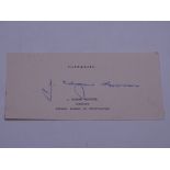 AUTOGRAPH: A signed autograph slip by J. EDGAR HOO