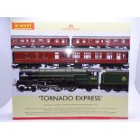 OO Gauge -A Hornby R3059 'Tornado Express' train pack including steam loco and 3 coaches - E, unused