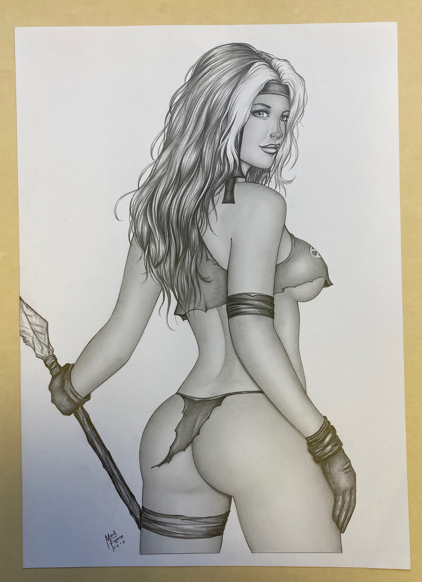 ROGUE ORIGINAL ILLUSTRATION BY MARK EUGENE (2016) - SIGNED BY ARTIST MARK EUGENE - Sexy pin-up