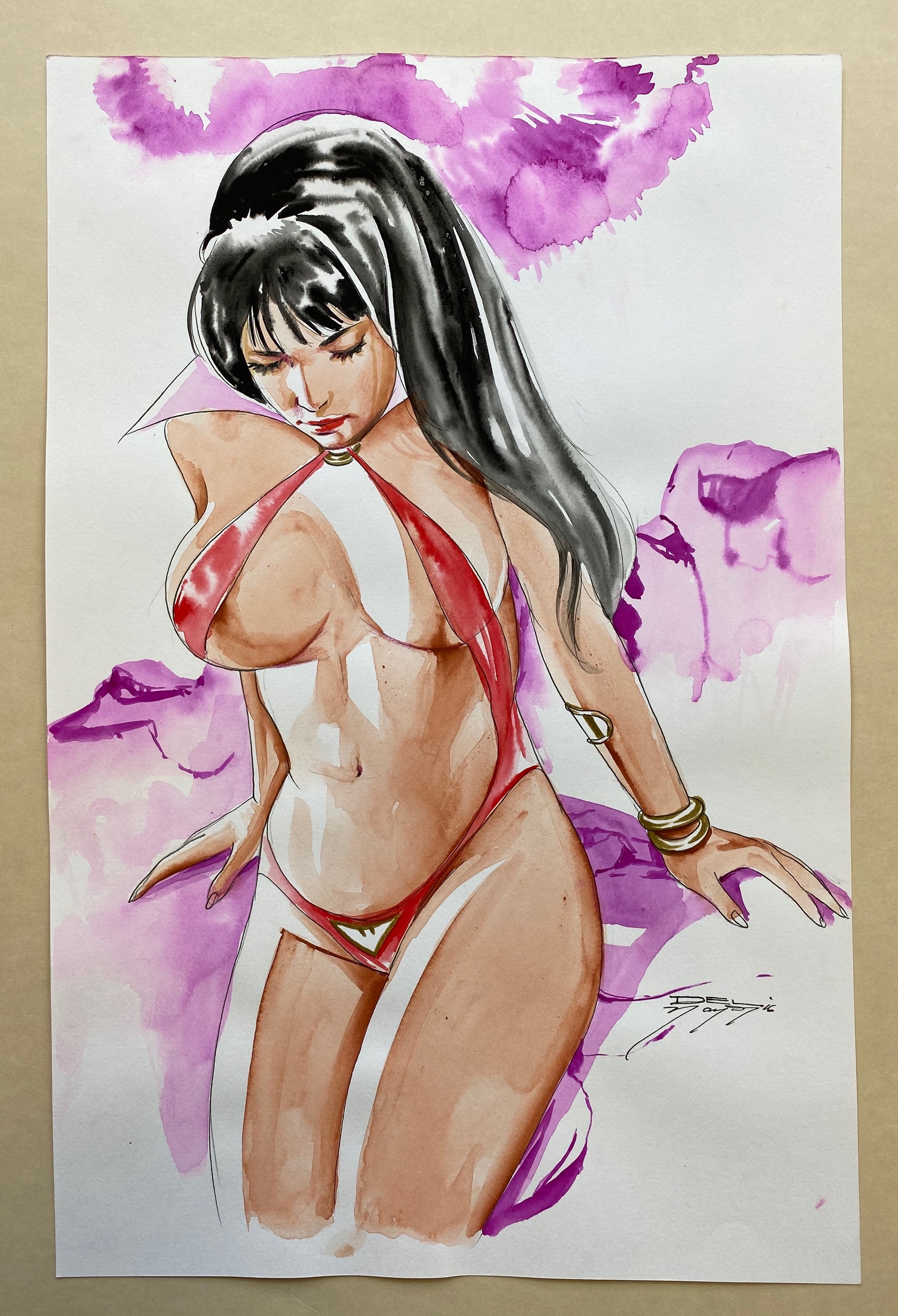 VAMPIRELLA - 2 x ORIGINAL COLOUR ILLUSTRATIONS BY DEL NAYRA (2016) (2 in Lot) - SIGNED BY ARTIST DEL - Image 2 of 3