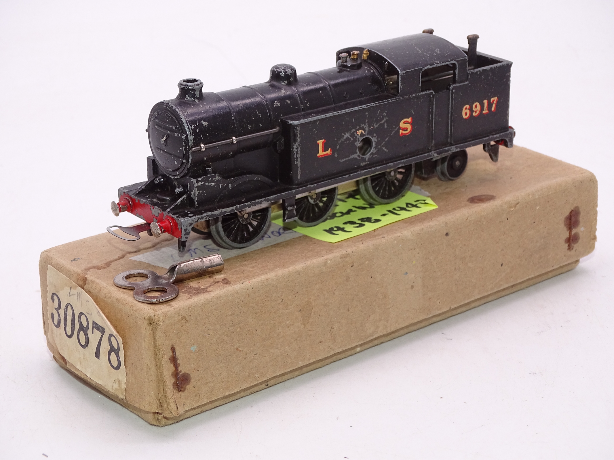 A Hornby Dublo DL7 class N2 steam tank locomotive, clockwork operation, in LMS black livery,