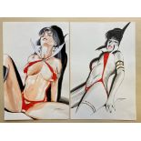 VAMPIRELLA - 2 x ORIGINAL COLOUR ILLUSTRATIONS BY DEL NAYRA (2016) (2 in Lot) - SIGNED BY ARTIST DEL