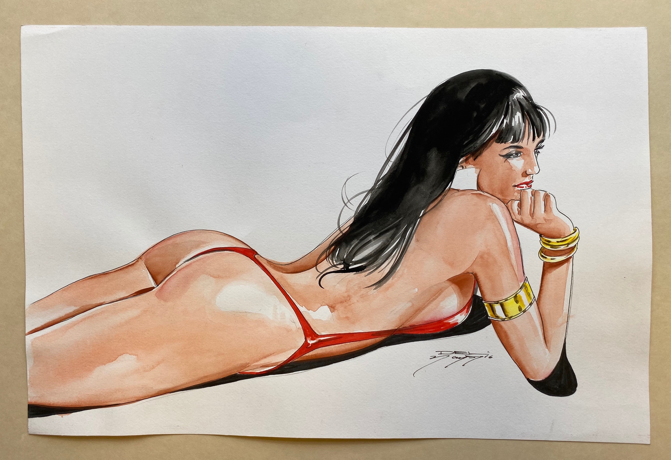 VAMPIRELLA - 2 x ORIGINAL COLOUR ILLUSTRATIONS BY DEL NAYRA (2016) (2 in Lot) - SIGNED BY ARTIST DEL - Image 3 of 3