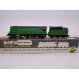 A Wrenn W2278A Bulleid Pacific steam locomotive in SR green "Blue Funnel Line" - 83 made. VG in a VG