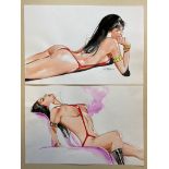VAMPIRELLA - 2 x ORIGINAL COLOUR ILLUSTRATIONS BY DEL NAYRA (2016) (2 in Lot) - SIGNED BY ARTIST DEL