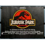 JURASSIC PARK (1993) - British UK quad film poster - STEVEN SPIELBERG - Classic T-REX logo 'Red'