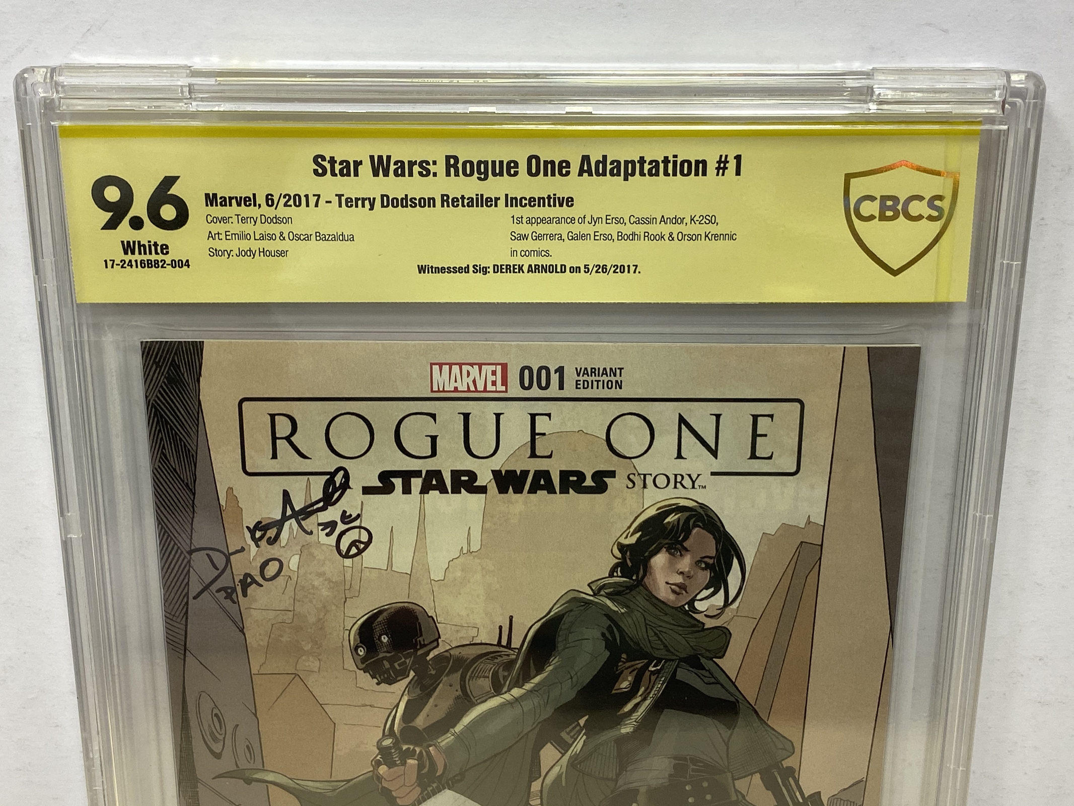 STAR WARS: ROGUE ONE ADAPTATION #1 (2017 - MARVEL) Graded CGC 9.6 Signature Series - (Cents - Image 2 of 4