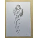 WONDER WOMAN (GAL GADOT) ORIGINAL ILLUSTRATION BY JEFTER LEITE - SIGNED BY ARTIST JEFTER LEITE - Gal