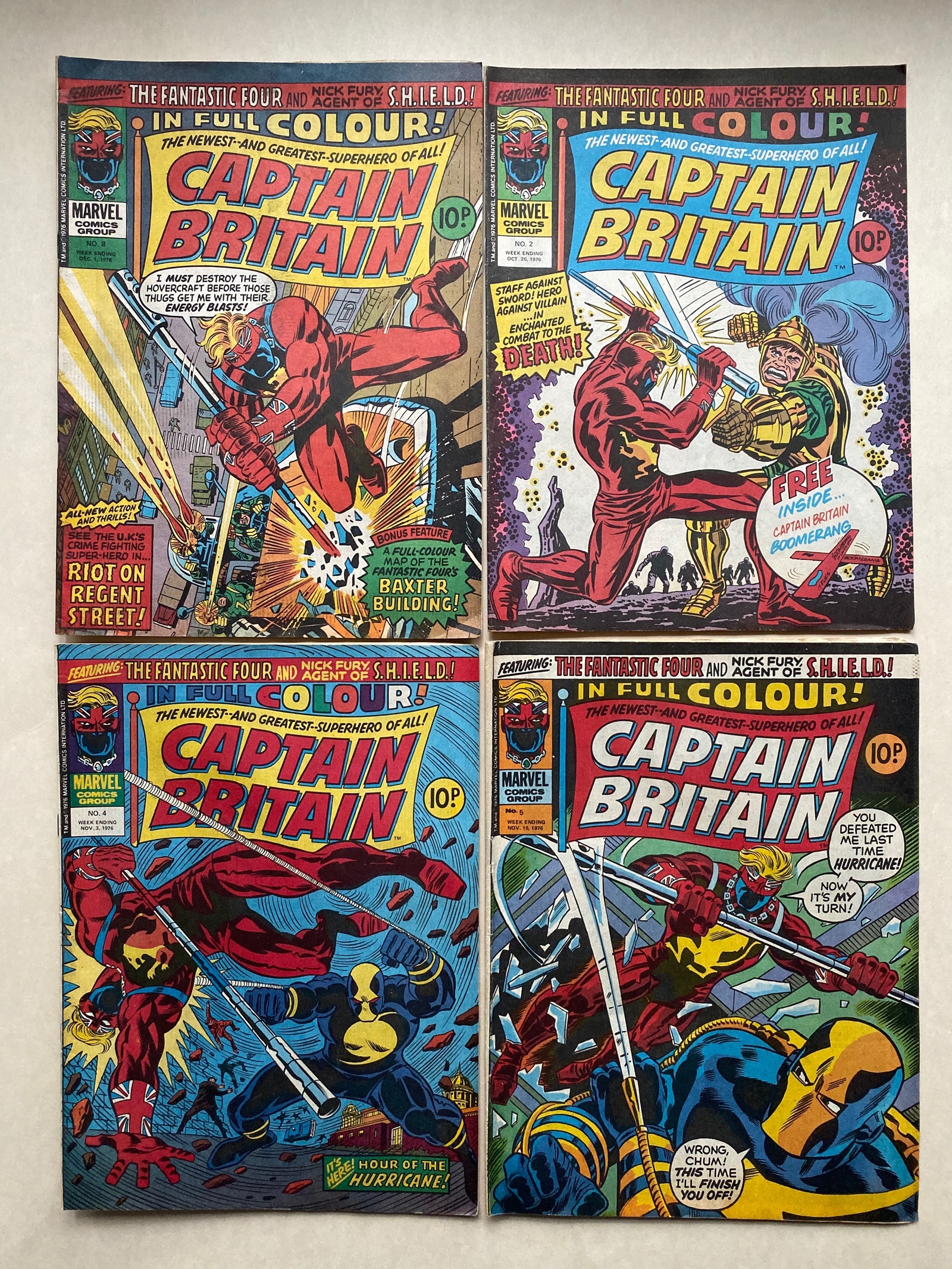CAPTAIN BRITAIN (6 in Lot) - (1976 - BRITISH MARVEL) - GD/VG (Pence Copy) - Run includes #2, 4, 5,