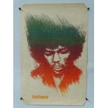 JIMI HENDRIX (1970s): Promotional / tour poster - Rolled