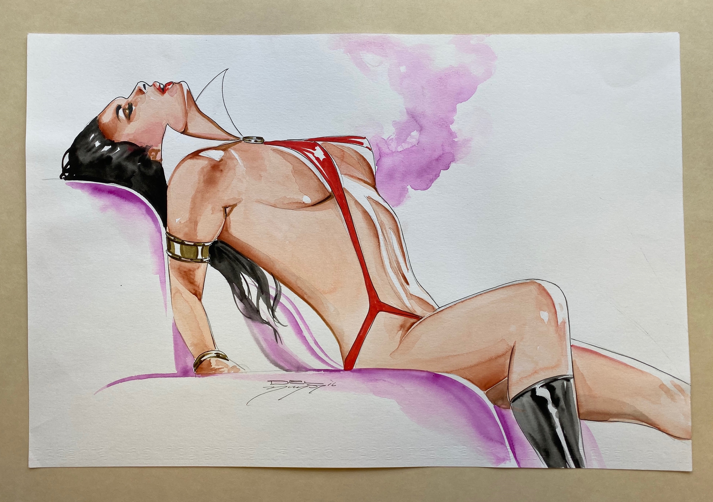 VAMPIRELLA - 2 x ORIGINAL COLOUR ILLUSTRATIONS BY DEL NAYRA (2016) (2 in Lot) - SIGNED BY ARTIST DEL - Image 2 of 3