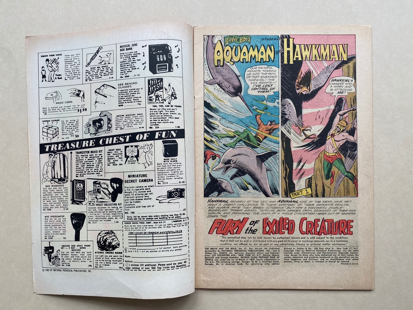 BRAVE & BOLD #51 - AQUAMAN & HAWKMAN - (1964 - DC) FN/VFN (Cents Copy) - Pre-dates Hawkman #1 - - Image 6 of 10