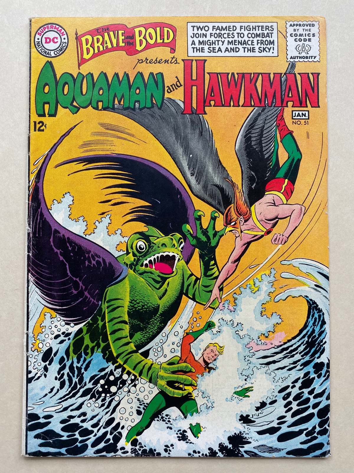 BRAVE & BOLD #51 - AQUAMAN & HAWKMAN - (1964 - DC) FN/VFN (Cents Copy) - Pre-dates Hawkman #1 -