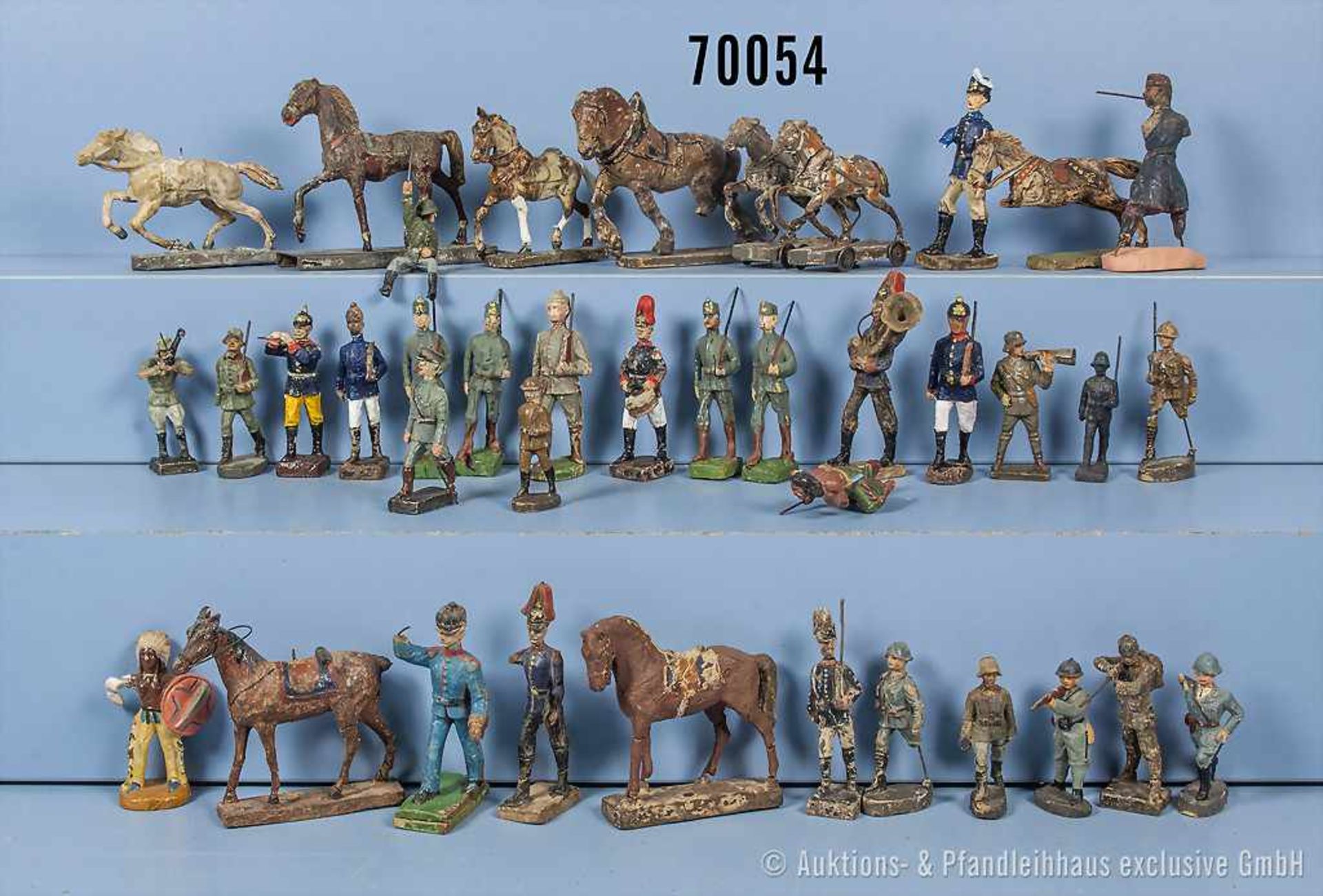 großes Konv. Figuren und Pferde, dabei Soldaten, Wild-West usw., versch. Größenserien und