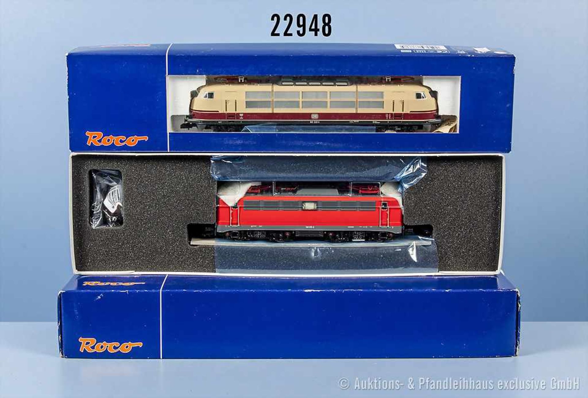 Konv. 2 Roco H0 Lokomotiven, dabei 62348 E-Lok der DB, BN 140 815-2 und 63738 E-Lok der DB, BN 103
