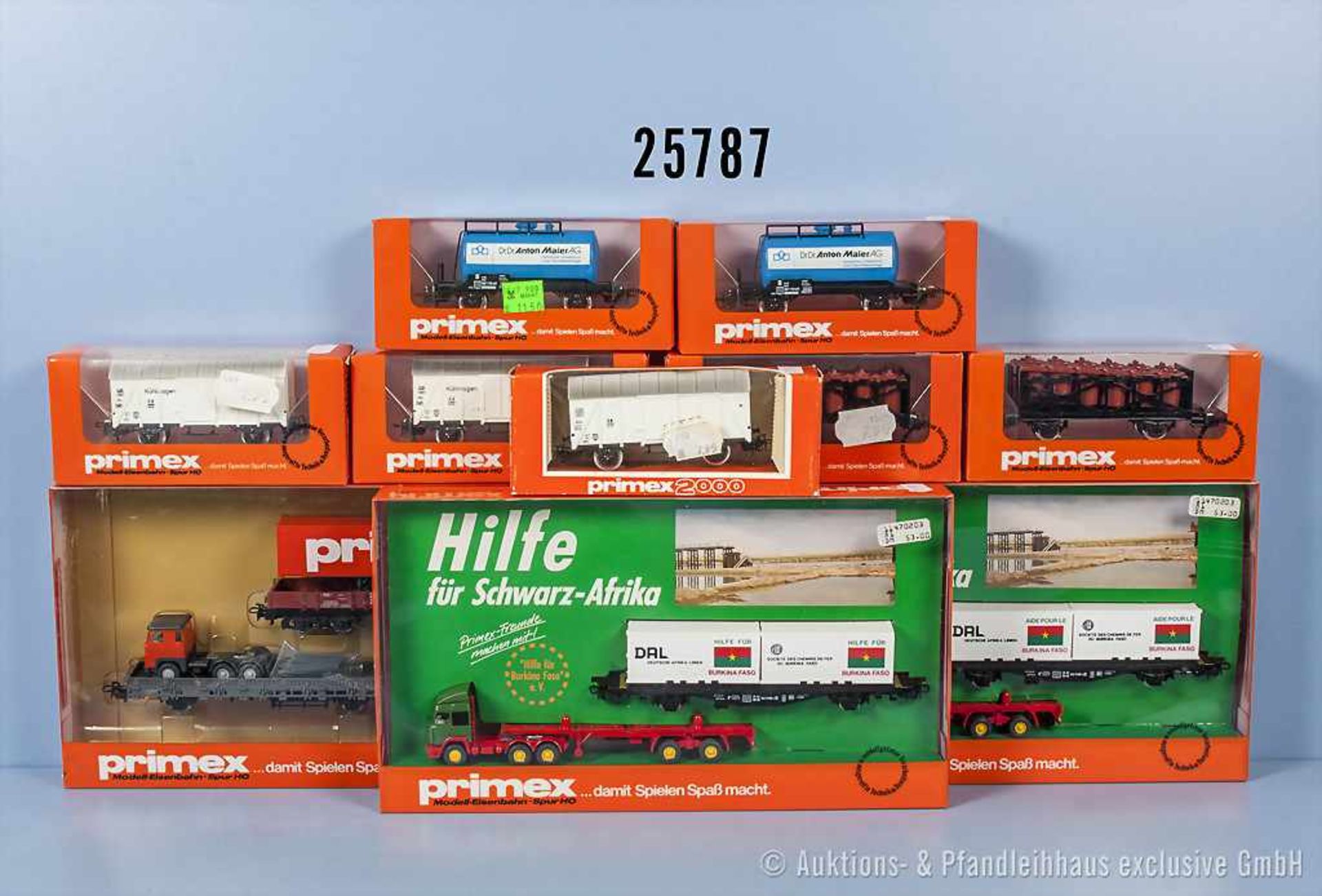 Konv. 11 Primex H0 Güterwagen, dabei 3 x 4543, 2 x 4573, 2 x 4587, 2 x 4591 und 4594 Set mit 2