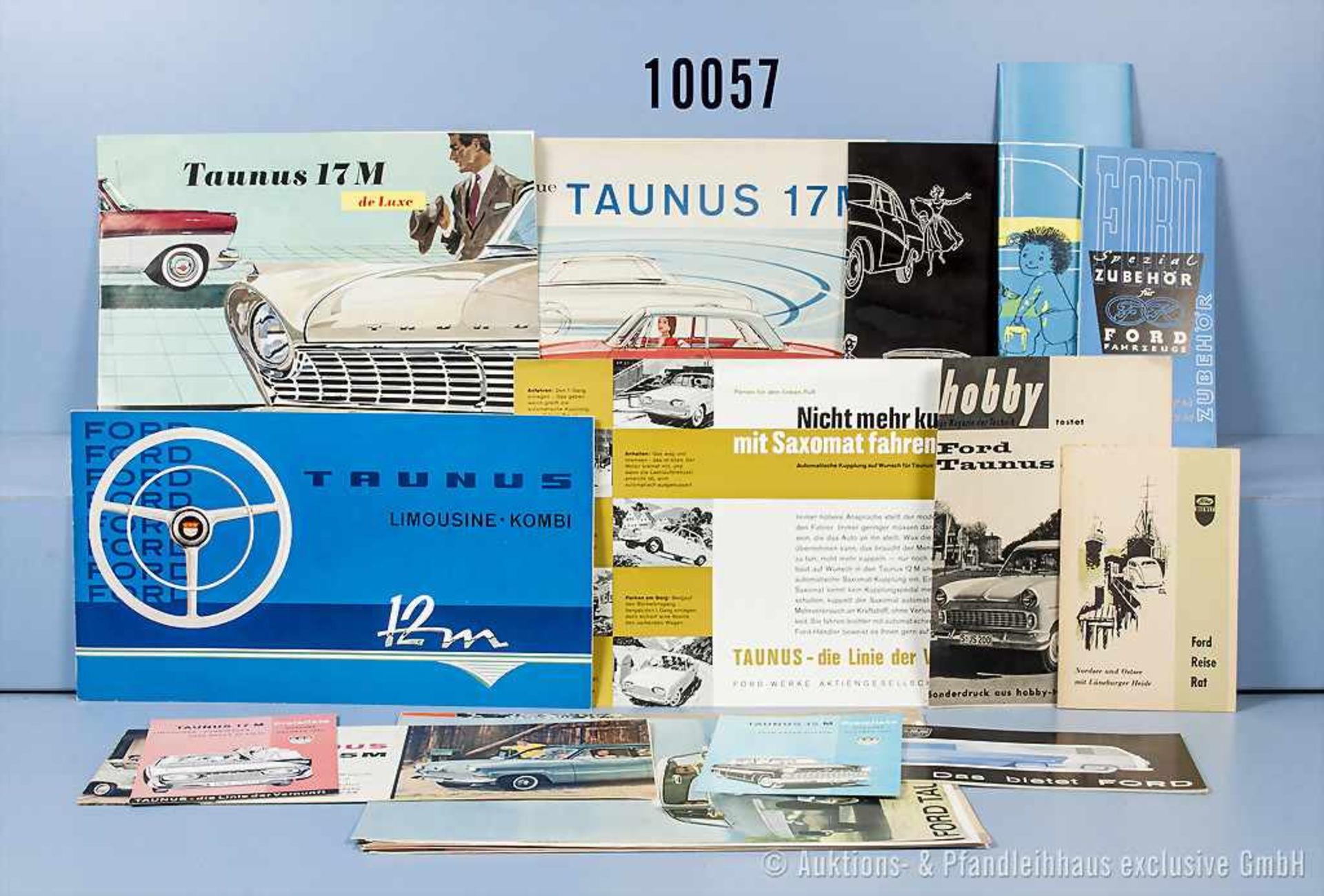 Konv. 20 alte original Ford Autoprospekte, Falt- und Werbeblätter, dabei Ford Extra Magazin, Ford