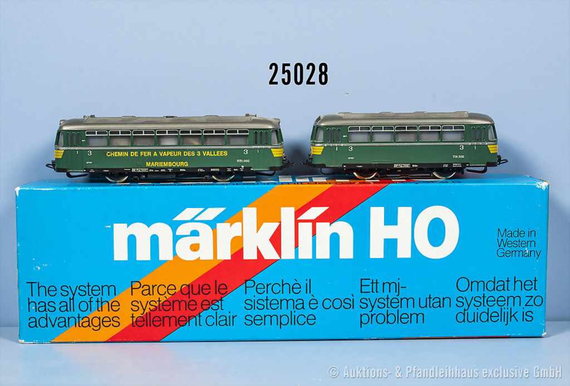 Märklin H0 3135 S 2-teiliger Schienenbus der SNCB, BN 551.662/731.332, Aufschrift "Chemin de Fer à