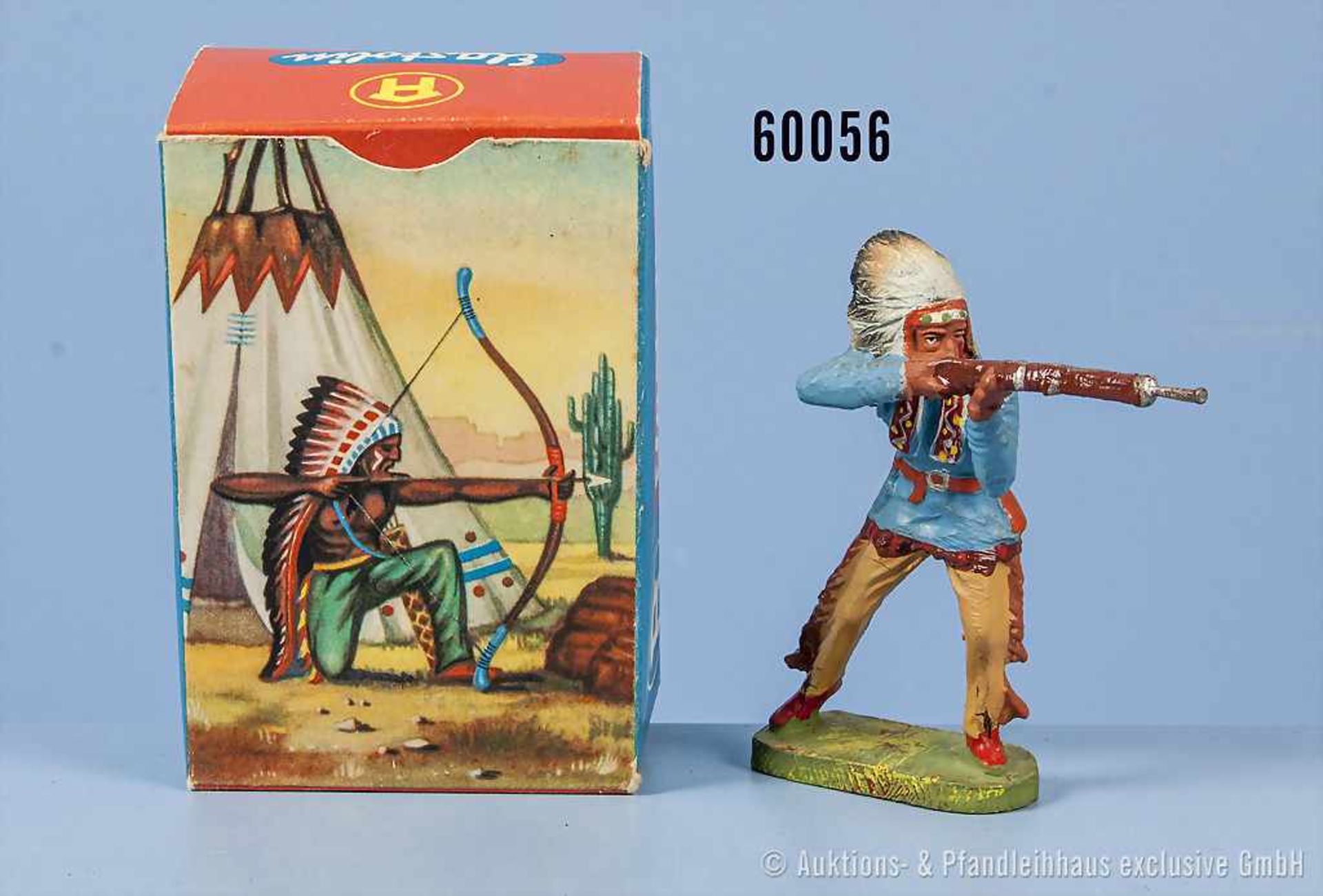 Elastolin Indianer stehend schießend, h. M., 7 cm Serie, sehr guter bis neuwertiger Zustand mit