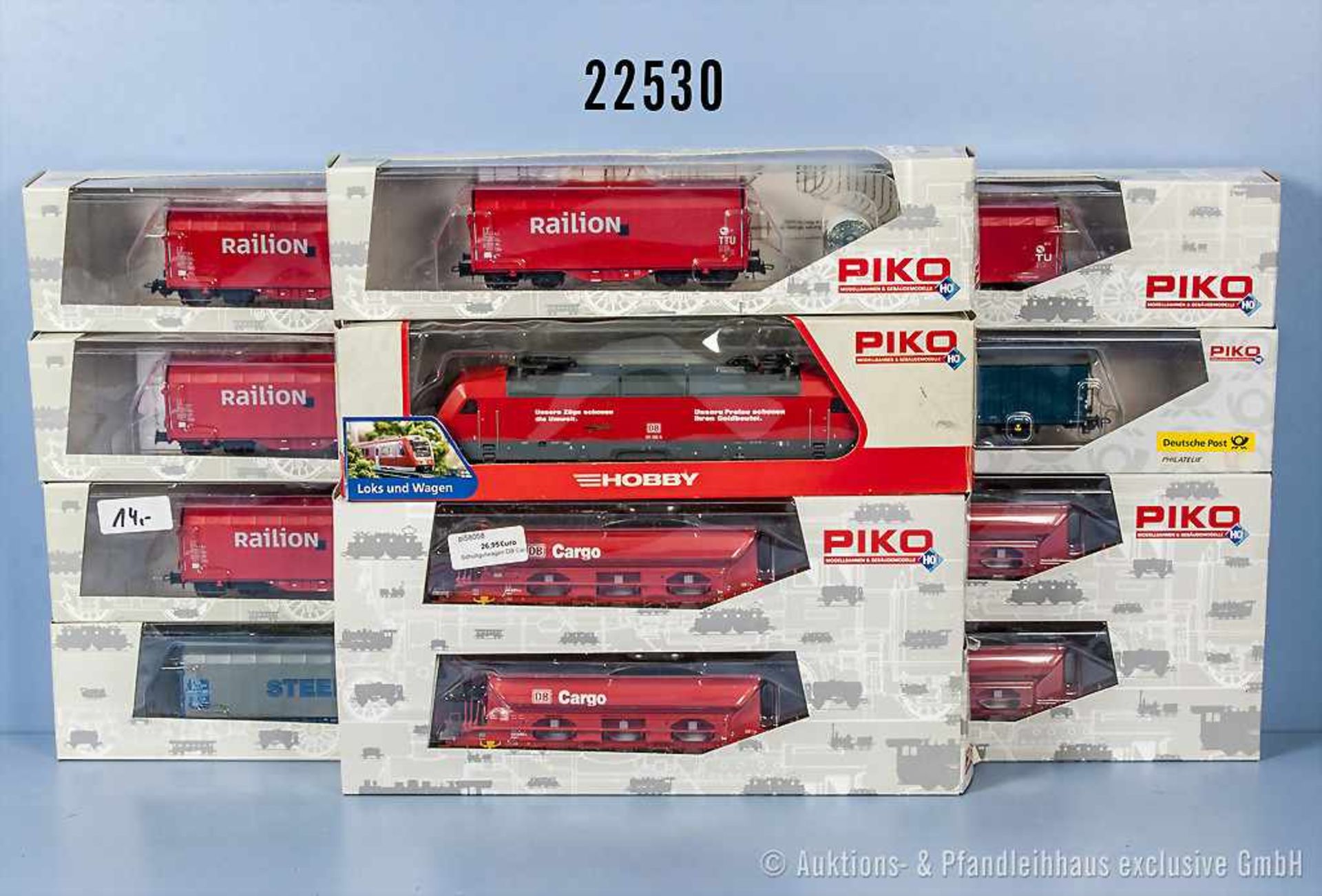 Konv. Piko H0 Güterzug, dabei digital E-Lok der DB, BN 101 105-5, 6 Schiebeplanewagen (1