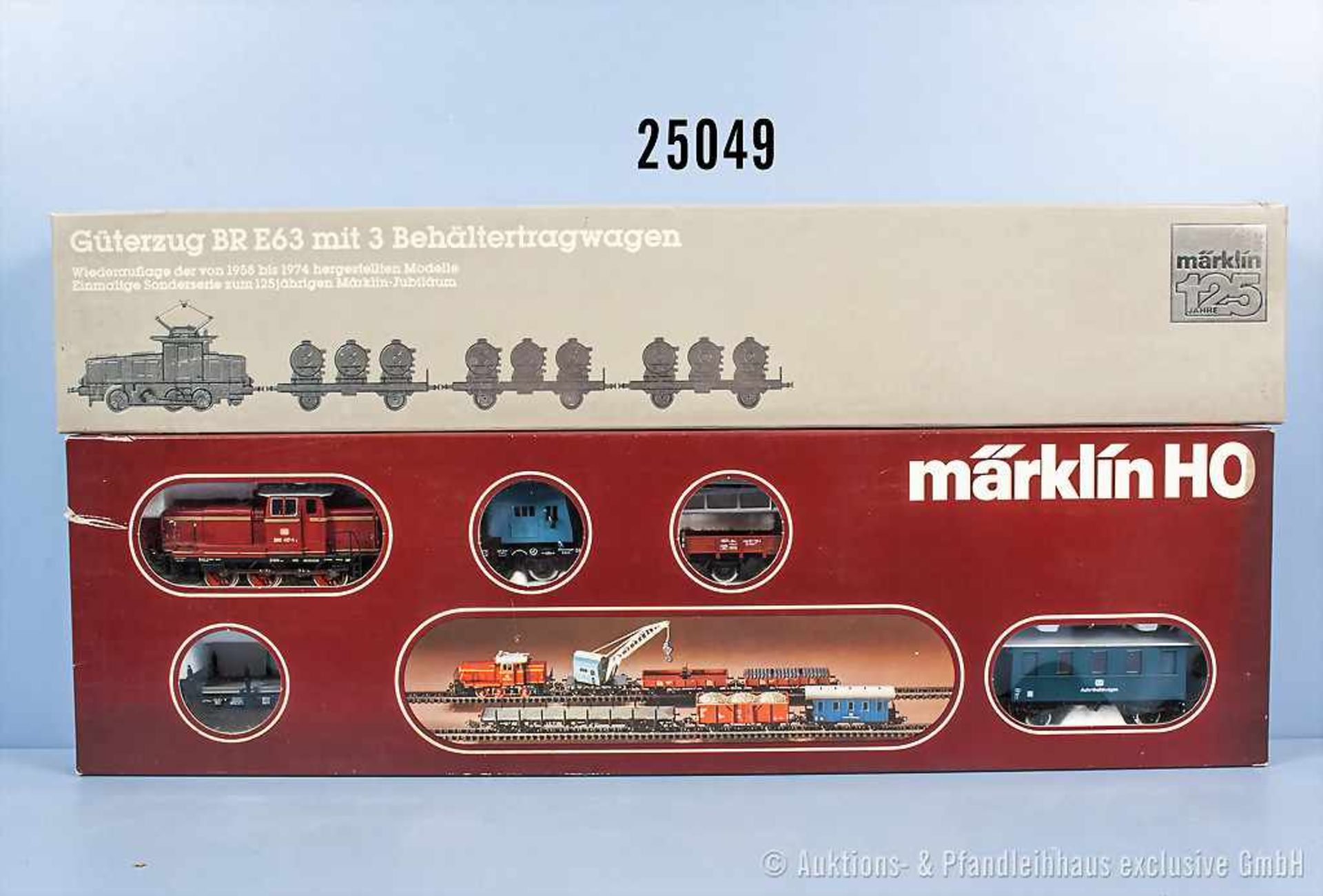 Konv. Märklin H0, dabei 2853 Bauzug mit Diesellok der DB, BN 260 417-1 und 6 versch. Güterwagen