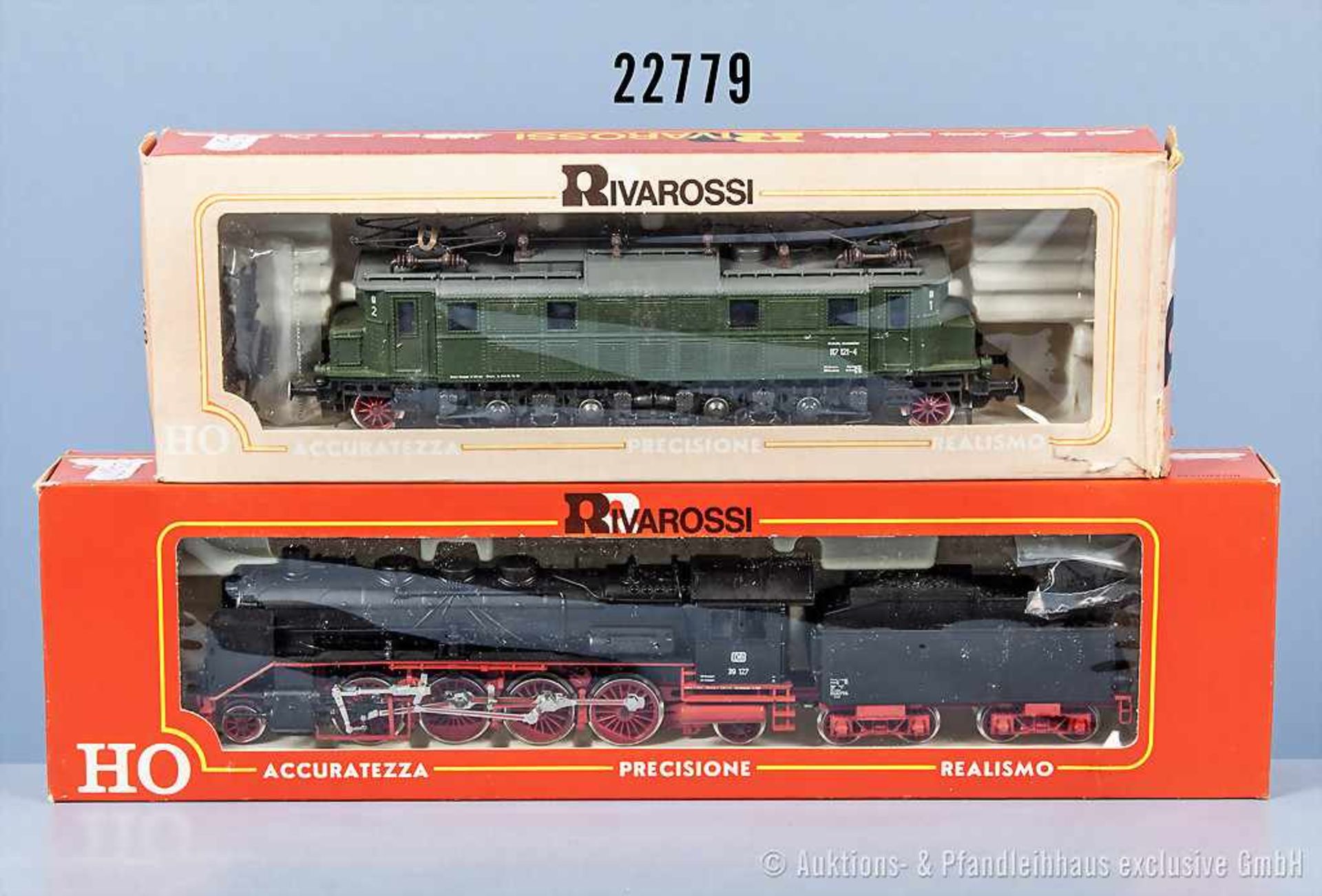 Konv. 2 Rivarossi H0 Lokomotiven, dabei 1345 Schlepptenderlok der DB, BN 39 127, Achsfolge 1'D'1,