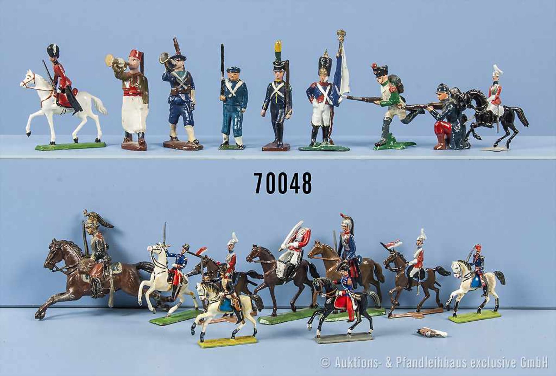 Konv. 18 Engländer und Franzosen, dabei Offiziere, Kavalleristen, Kürassiere usw., feine lack.