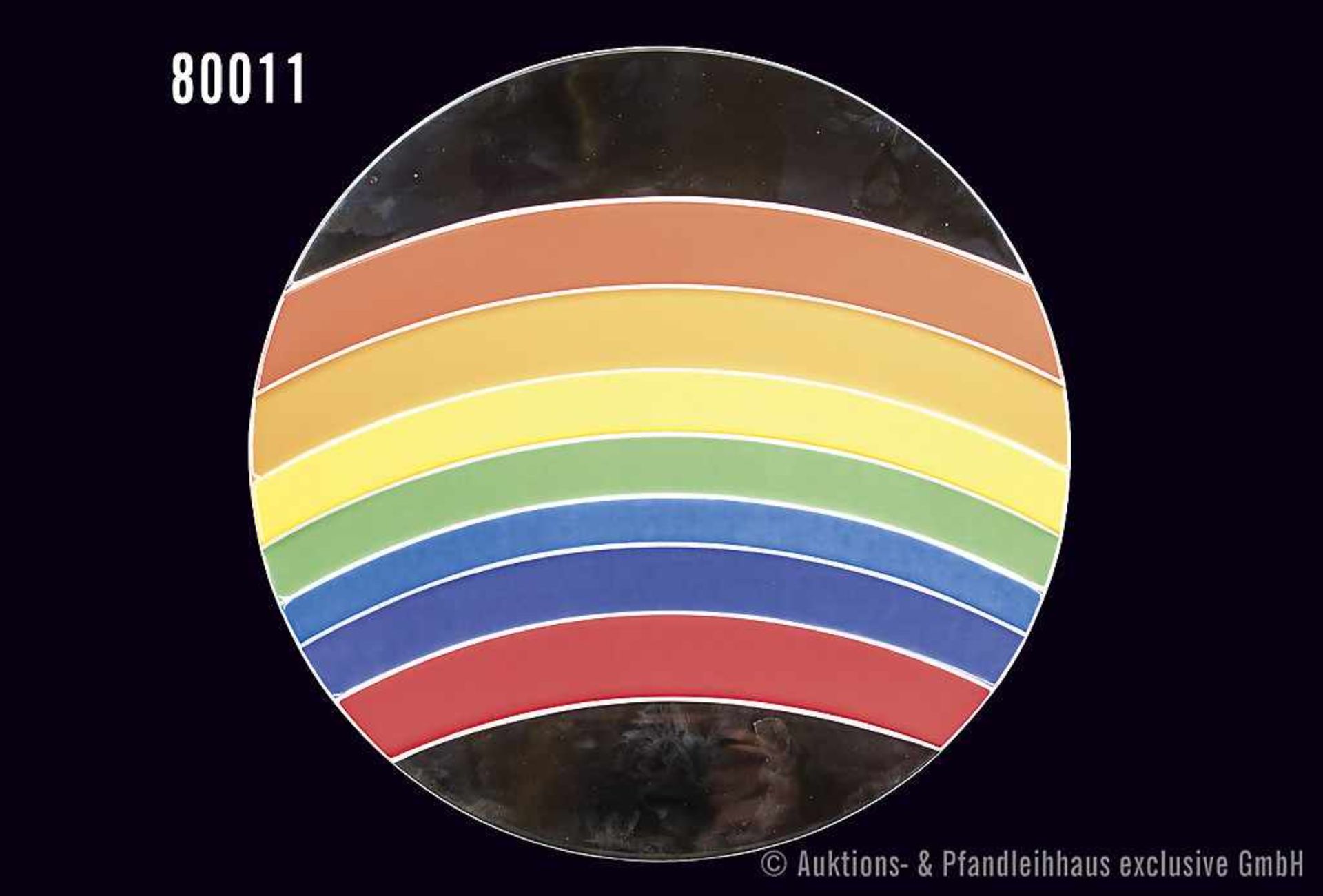 Rosenthal Porzellan, Wandrelief Jahresteller 1973, Dekor Regenbogen, Motiv Platin von Otto Piene,