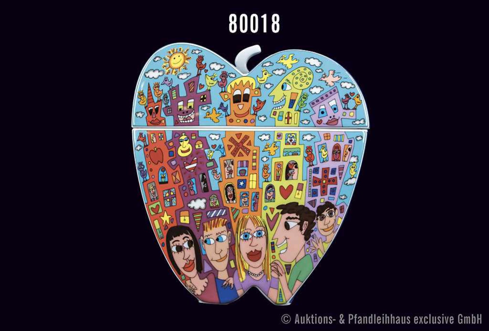 Rosenthal Porzellan, Künstlerobjekt Big Apple 2000 von James Rizzi, limitiert, Nr. 205/1999, H ca.